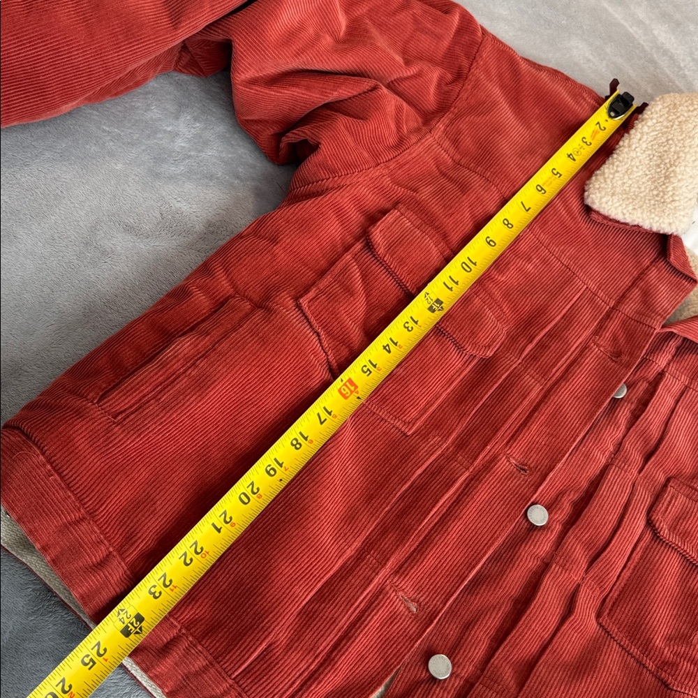 Olive Clothing Corduroy Sherpa Lined Jacket Coat Orange Size S/M - Picture 14 of 15